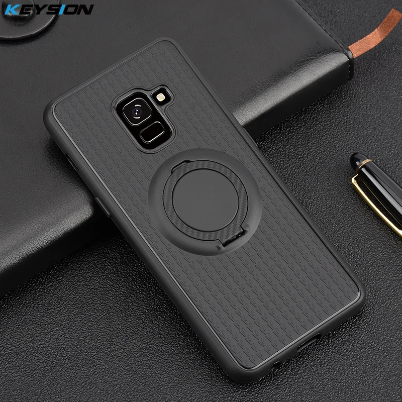 KEYSION чехол для Samsung A8(2018) Автомобильный Магнитный присоска кронштейн кольцо ТПУ