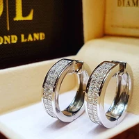 silver color round circle crystal small hoop earring for women alloy trendy jewelry wholesale earrings women accessories z5m046