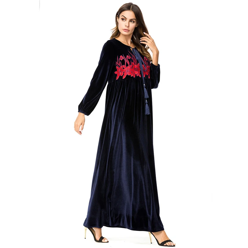 Женское вельветовое платье Кафтан Abaya из Катара Арабская хиджаб для женщин Caftan