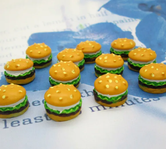 

20Pcs Resin Hamburger Crafts Flatback Cabochon Scrapbooking Decorations Fit Hair Clips Embellishments Beads Diy