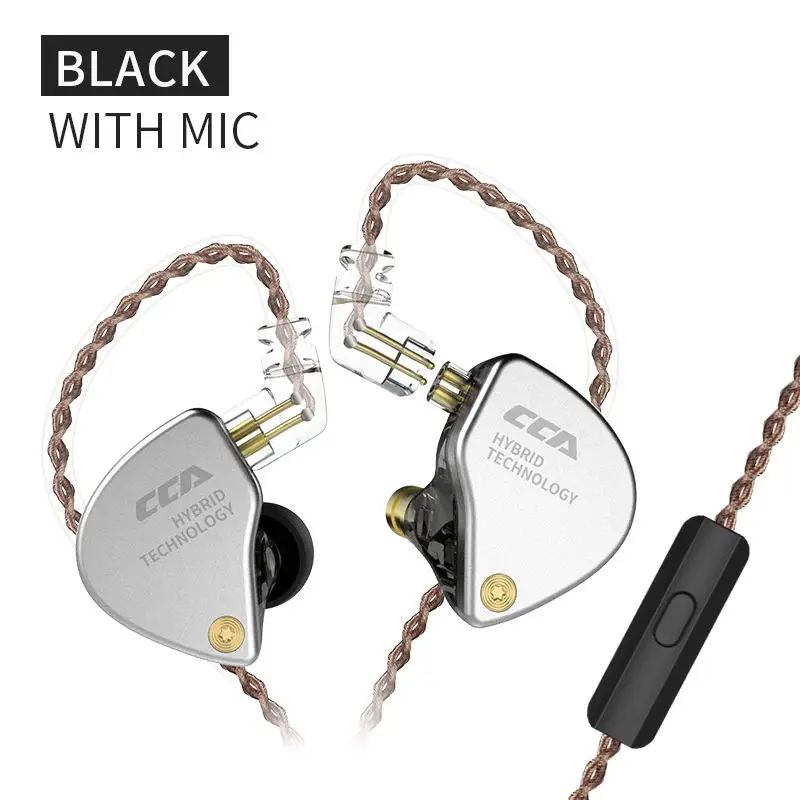 black with mic AK Audio CCA CA4 1BA+ 1DD гибридные 2PIN наушники в ухо HIFI DJ Monito спортивные наушники для бега гарнитура вкладыши Наушники C10/C16 - Цвет: black with mic