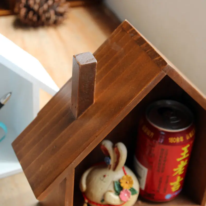 Деревянный дом стеллажи дисплей блок полка коробка для хранения ремесло нижний