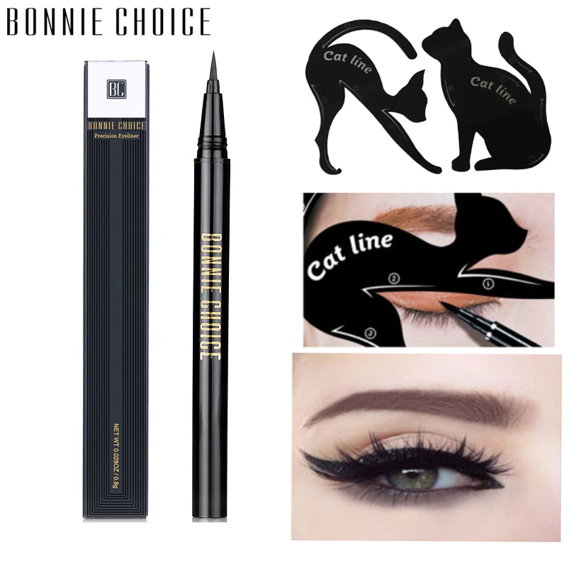 BONNIE CHOICE 1 шт. Черная Подводка для глаз с ручкой и картой кошачьих долговечная
