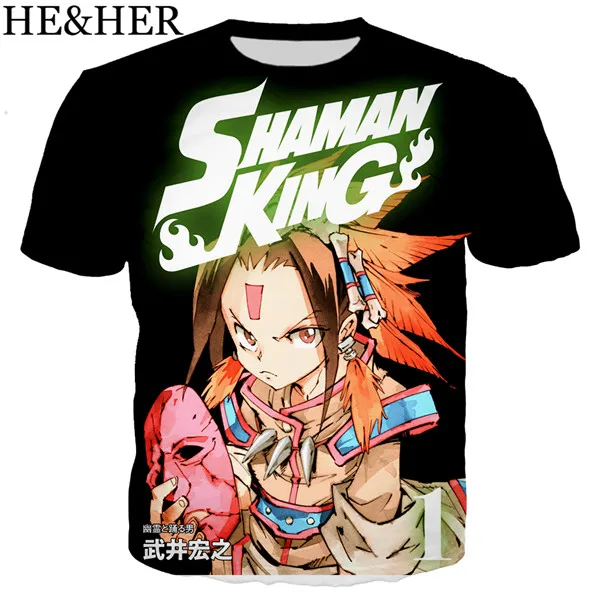Shaman King Amidamaru Guardian Ghost популярная футболка для мужчин и женщин, футболки с 3D принтом, Повседневная футболка в стиле Харадзюку, уличная одежда, топы - Цвет: 1