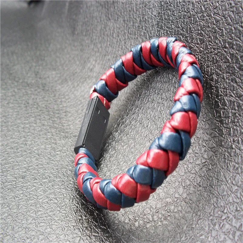 Оптовая продажа оптом цена креативный Портативный кожаный браслет USB кабель для