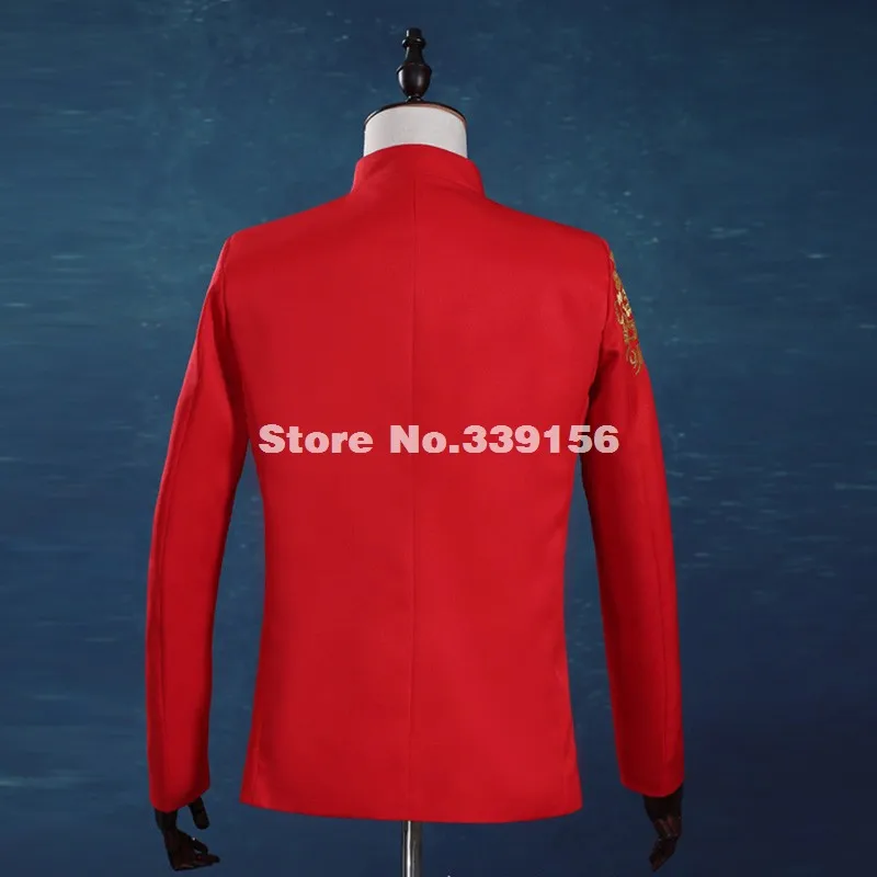 Роскошные мужские костюмы для жениха с золотой вышивкой винтажные красные