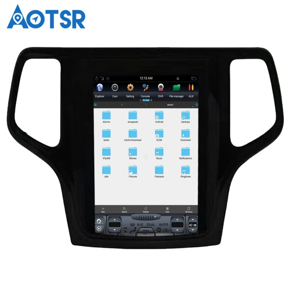 Aotsr Android 7 1 Тесла стиль Автомобильный GPS навигатор для JEEP Grand Cherokee 2014 2018 золотой и