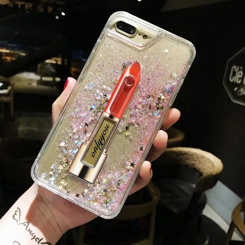 SIBEIXUN Clear Quciksand red lips cover case for iPhone 6 6s 7 8 Plus X XS | Мобильные телефоны и аксессуары