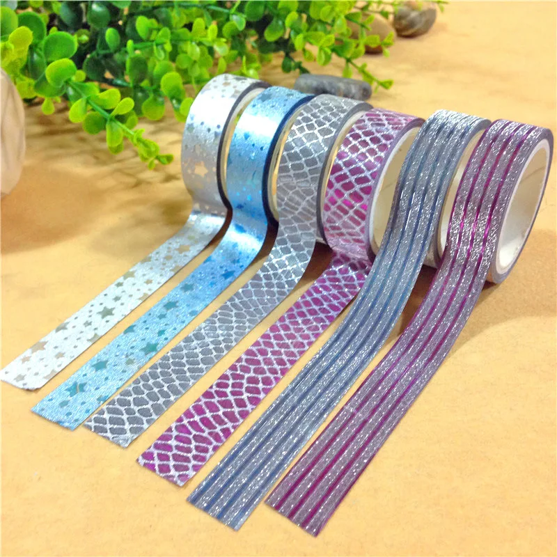 10 рулонов/комплект японский ремесло Блестящая Бумага васи лента DIY Стикеры