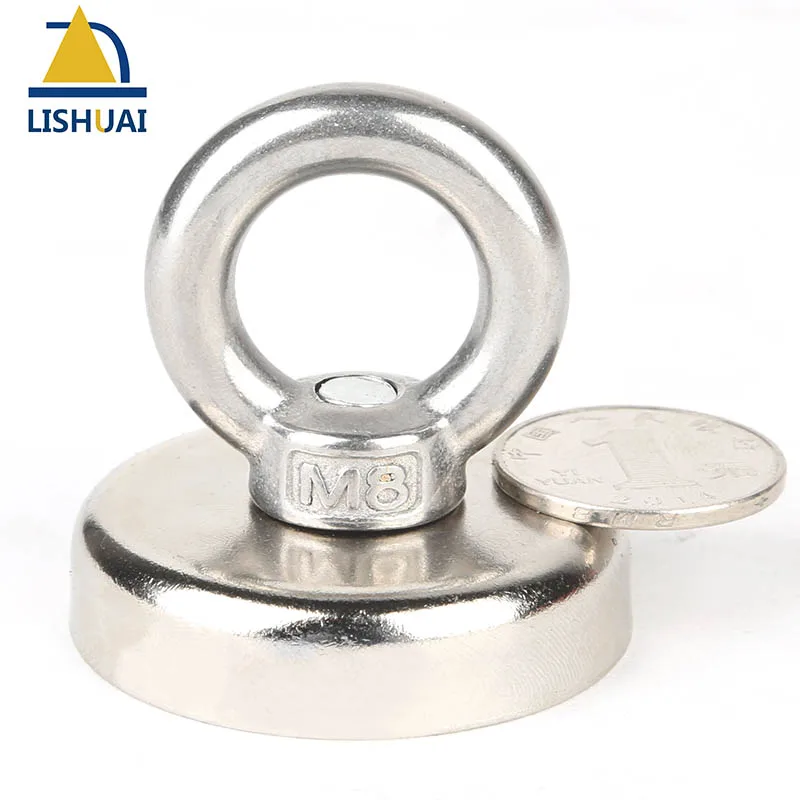 

1pc Dia48mm Super Strong Neodymium Recovery Magnet/Salvage Pot Magnets Sea, Fishing, Treasure Hunting Magnet with M8 Eyebolt