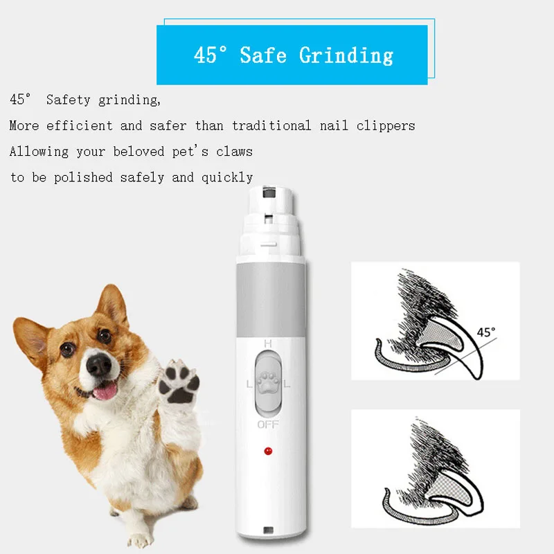 Перезаряжаемые Собака ногтей измельчители зарядка через usb Pet кусачки для тихий