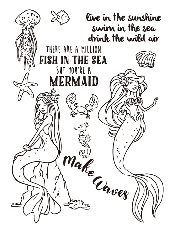 Прозрачные штампы русалки для скрапбукинга/изготовления карт/рождественские