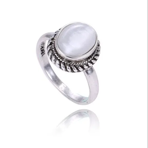 Фото Европейский 925 Серебряное кольцо с опалом украшениями в виде кристаллов