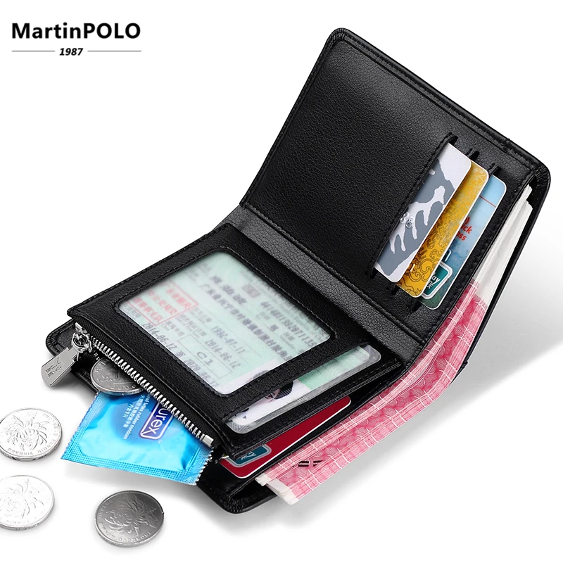 MartinPOLO Мужчины Кошельки Бренд Натуральная Кожа мужской Кошелек Держатель Карты