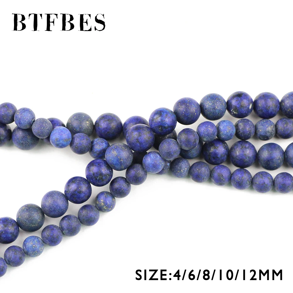 Натуральные матовые бусины BTFBES из лазурита шарики руды синего цвета 4 6 8 10 12 мм