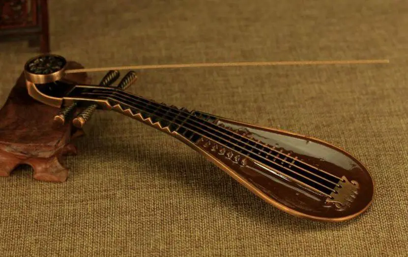 Тибетский буддизм ручной работы Медь lute Guqin линия Каору курильница для благовоний