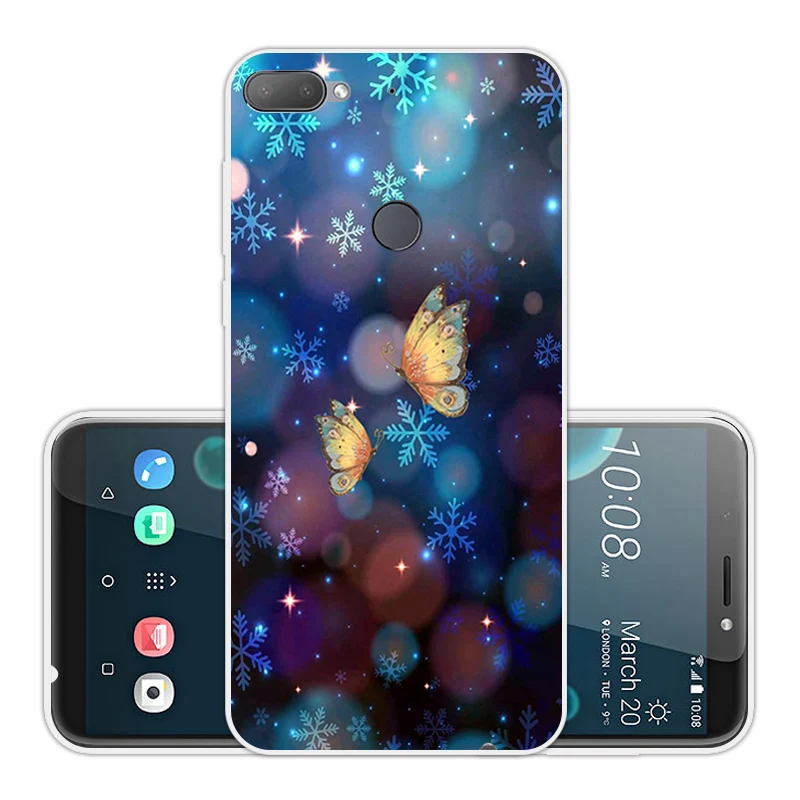 Чехол из ТПУ для HTC Desire 12 Plus синий прозрачный Ультратонкий Мягкий силиконовый