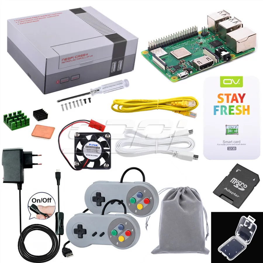 CASE RPI SNES Kit 52Pi Retroflag чехол NESPI+ Plus Retroflag с опционным Raspberry Pi 3B+(Plus), адаптер питания, игровой контроллер DIY Kit - Цвет: CASE RPI SNES Kit