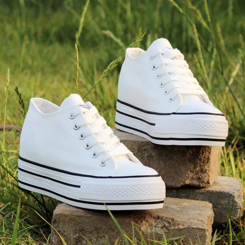 Women Canvas Lace Up Flat Platform Creeper Casual Shoes Round Toe Leisure Students S41 | Обувь