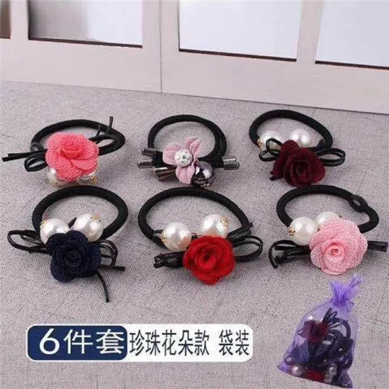 6PCS/SET Novelty Lovely Cherry Elastic Hair Bands Toys For Girl Handmade Bow Headband Scrunchy Kids Accessories Women |
