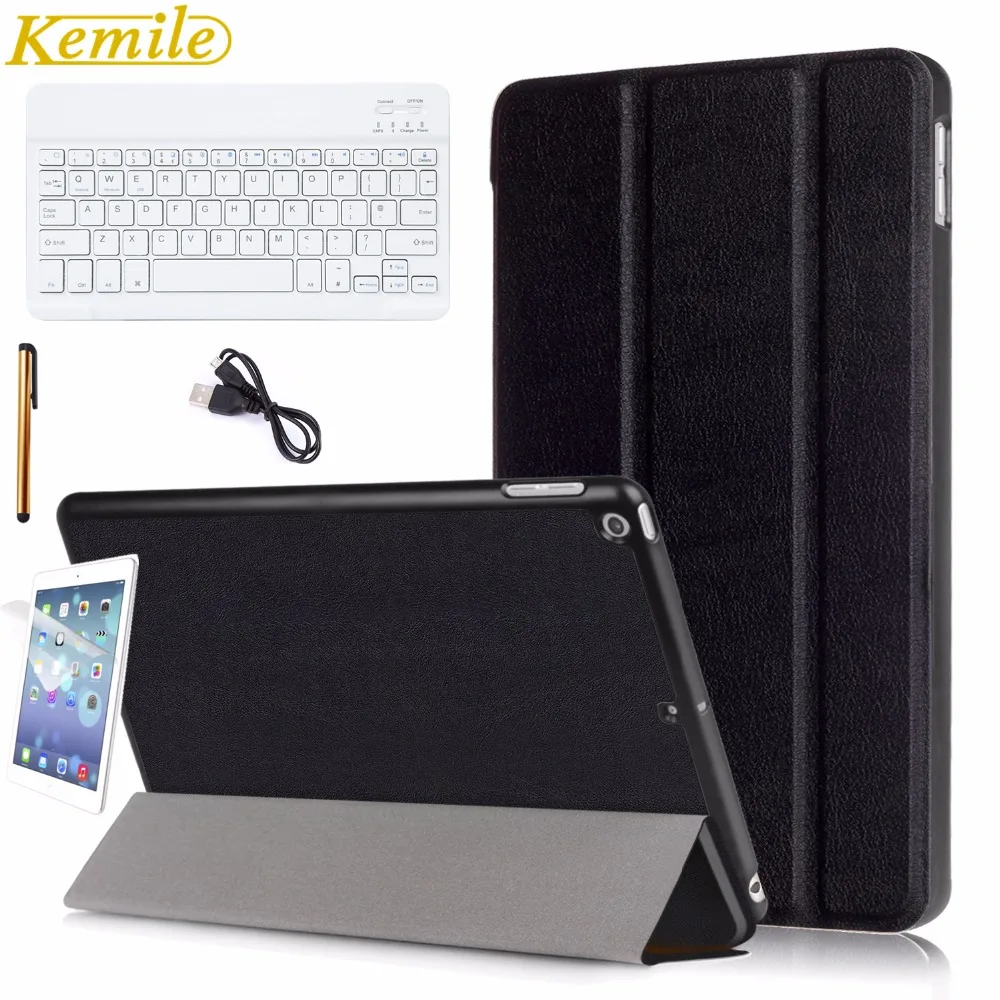 Kemile для нового iPad 9,7 дюймов Чехол Ультра тонкий умный чехол Trifold стенд с функцией автоматического сна/пробуждения с " Белая клавиатура