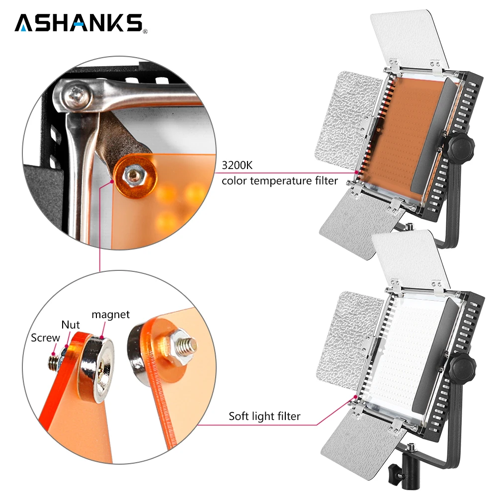 ASHANKS 40 Вт Светодиодная панель свет фотографии лампы диммер 3200 К к/5500 непрерывной