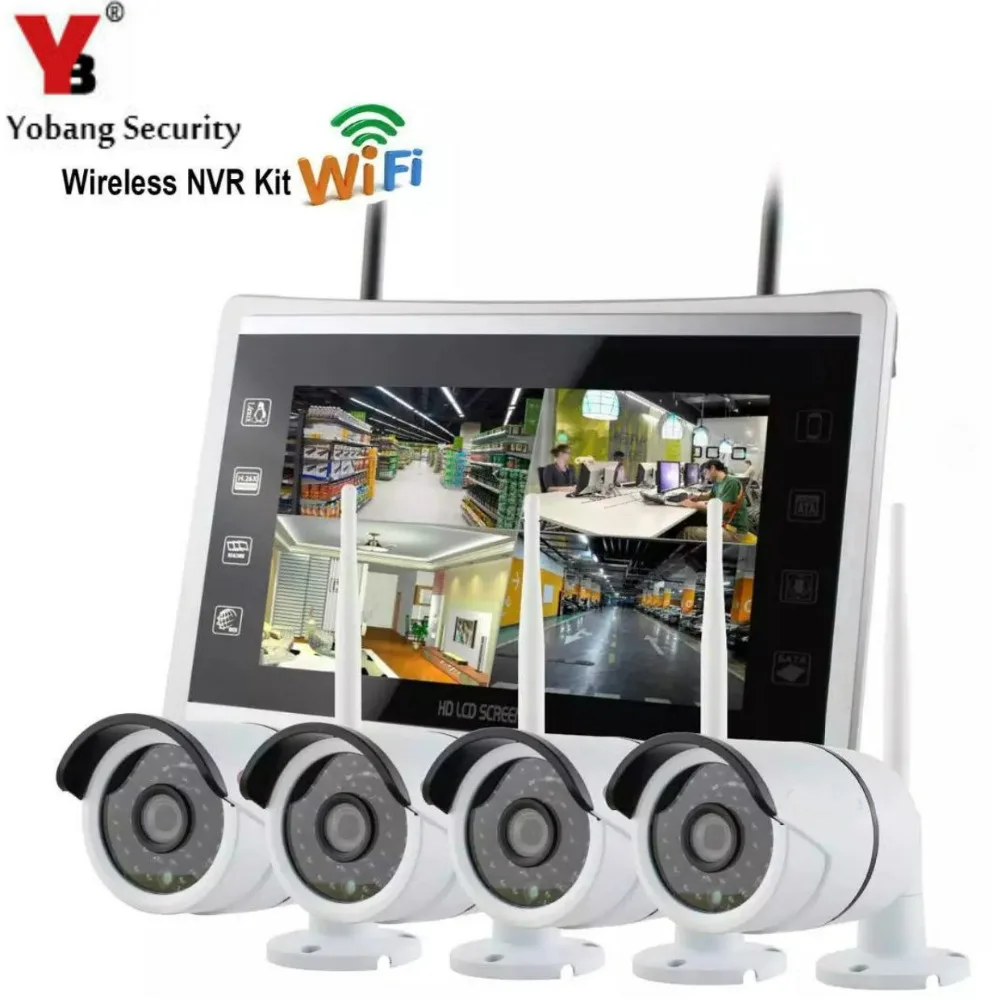 Yobangsecurity домашний безопасности Системы WI FI NVR Kit 12 дюймов монитор 4 шт. 960P