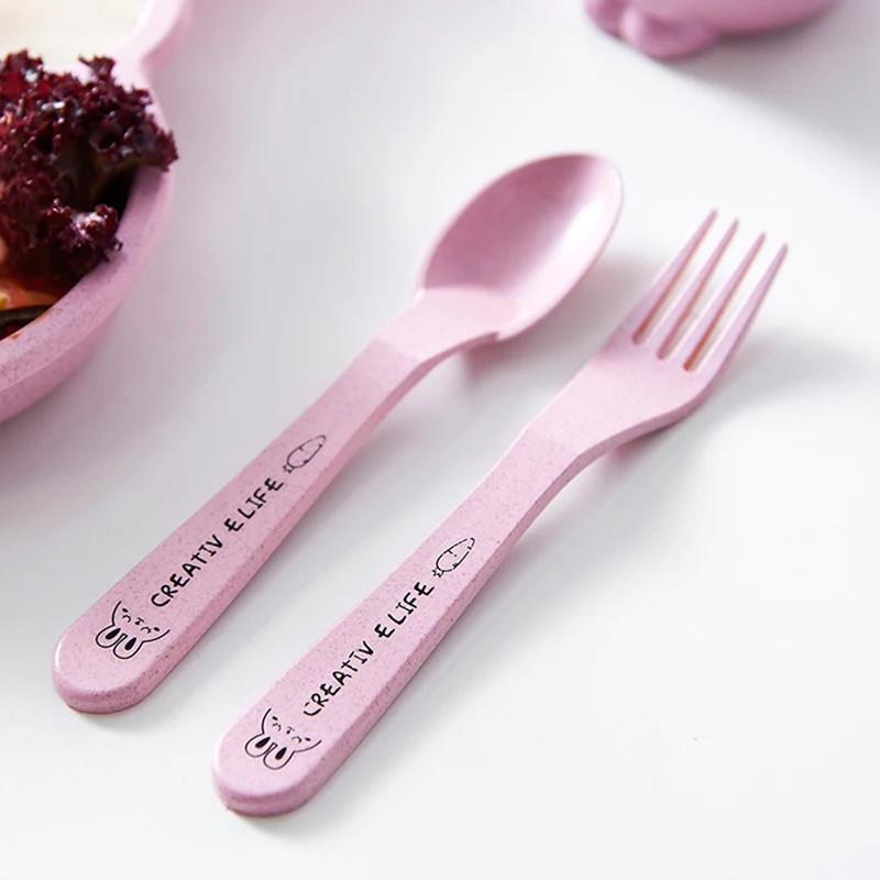 3 шт./компл. детский набор посуды для кормления детей тарелка Ложка Вилка