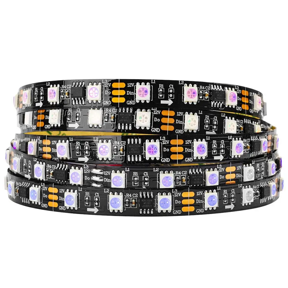WS2811 IC 5m Flexible LED Strip light Dream Color DC12V Programmable Addressable full color RGB Pixels riboon Tape lamp - купить по