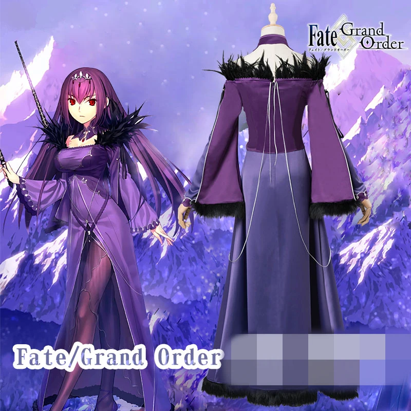 Fate Grand Order Scathach Косплей Костюм фиолетовое платье униформа костюмы для Хэллоуина