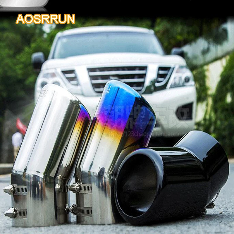 AOSRRUN из нержавеющей стали Модифицированная задняя горловина глушитель задняя горловина крышка автомобильные аксессуары для Nissan Patril y62