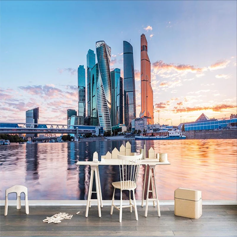 3D обои на заказ Европейский HD Современный Harbor Cityscape диван гостиная кабинет ТВ фон