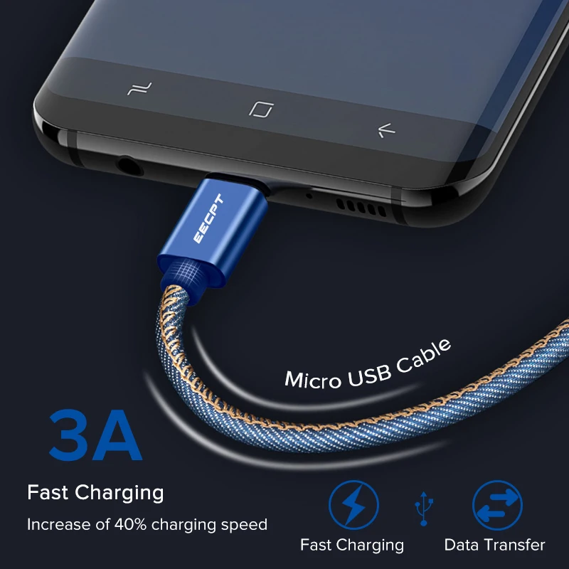 Кабель Micro USB EECPT 3A для быстрой зарядки кабель передачи данных Samsung S7 S6 мобильных