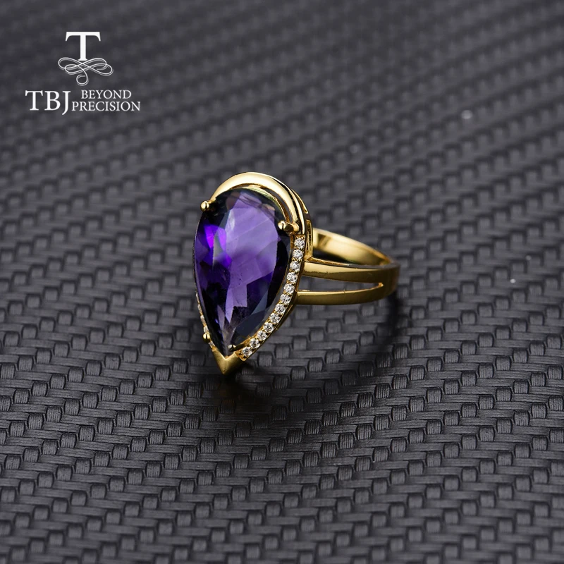 TBJ природный Африканский Аметист Драгоценный Камень Груша 8*10 мм 5.3ct кольца