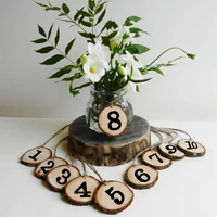 10pcs round natural wood log slice tree bark 1 10 table numbers for wedding centerpiece hanging decor