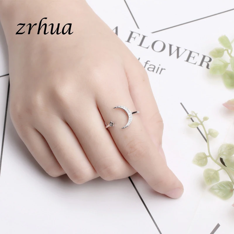 Стильные серебряные кольца ZRHUA в подарок для женщин регулируемые виде лампы Луны