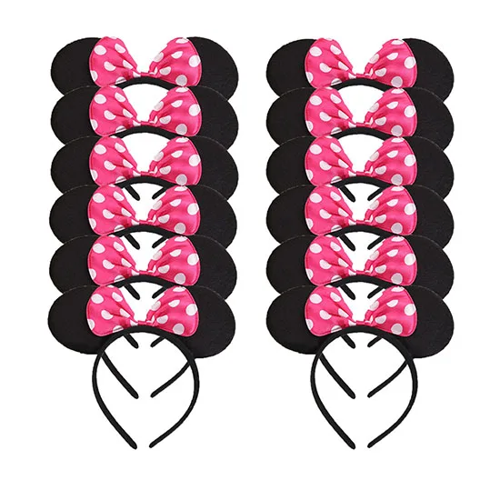 12 Hot Pink 12 шт. Микки Минни уши блестки Смешанная повязка на голову сувениры для вечеринки ко дню рождения Детская повязка для волос(2Red 2 Rose 2 Black 3 Rose Sequin 3 Pink Sequin 3 Pink Sequin - Цвет: 12 Hot Pink