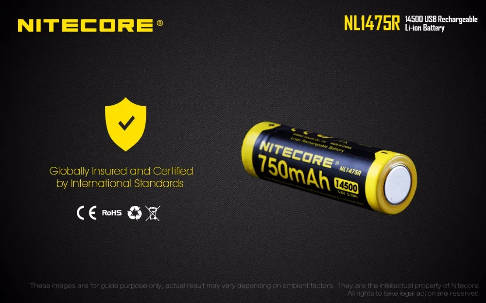 NITECORE NL1475R 1 шт микро-зарядный порт USB перезаряжаемые батареи 750 mAh 14500 3,6 V выход батареи 2A Модернизированный NL147