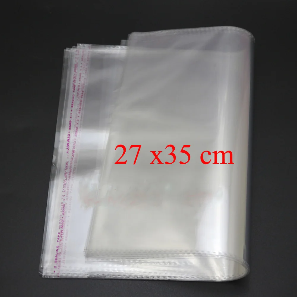 10pcs 27x35cm Много прозрачных целлофановых пакетов для виолончели, пластиковых OPP карт, дисплея, самоклеющихся, кожуры, уплотнения - Цвет: 10pcs 27x35cm
