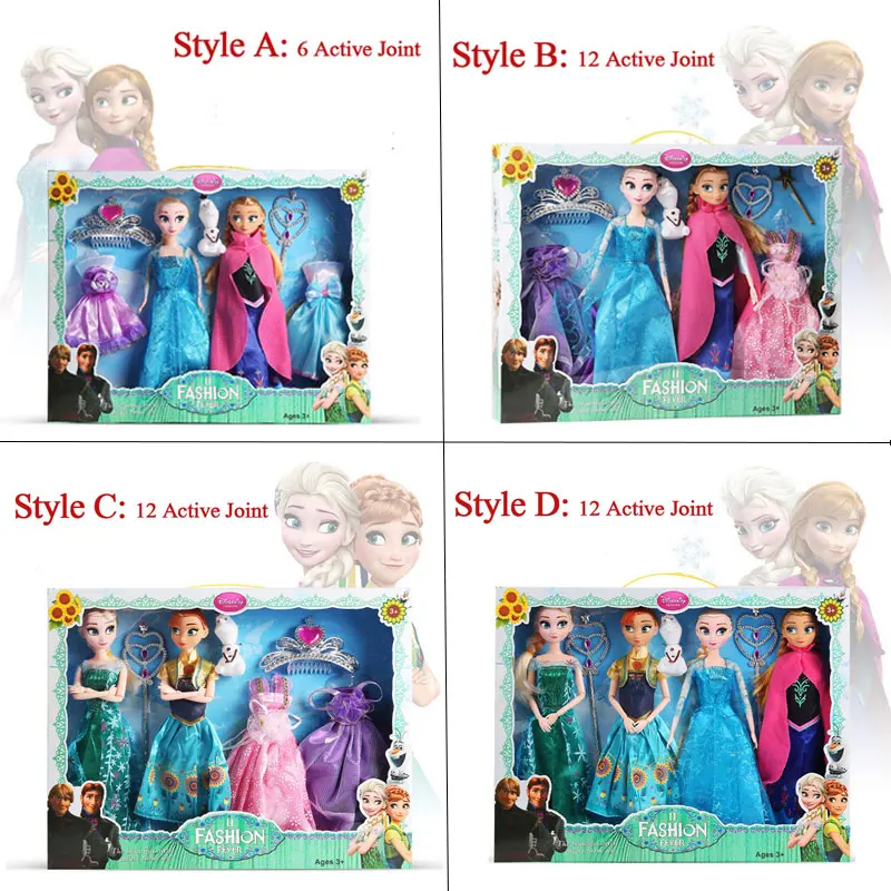Disney 30cm Frozen Doll Elsa Anna Princess Action Body Toy Fairy Fantasy Figure Model Girl Dress Up DIY Accessories For Kid Gift