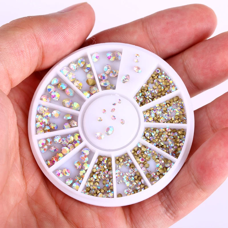 Blueness 1Wheel 3D Glitter Mix Size Crystal Design Nail Art Rhinestones For Nails UV Gel Accessories Manicure Decorations ZP192|rhinestones for