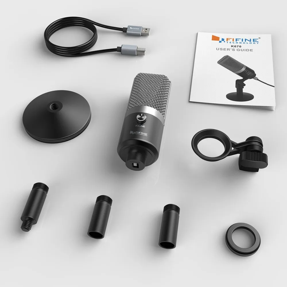 USB микрофон FIFINE K670 профессиональный конденсаторный для записи на базе windows и Mac