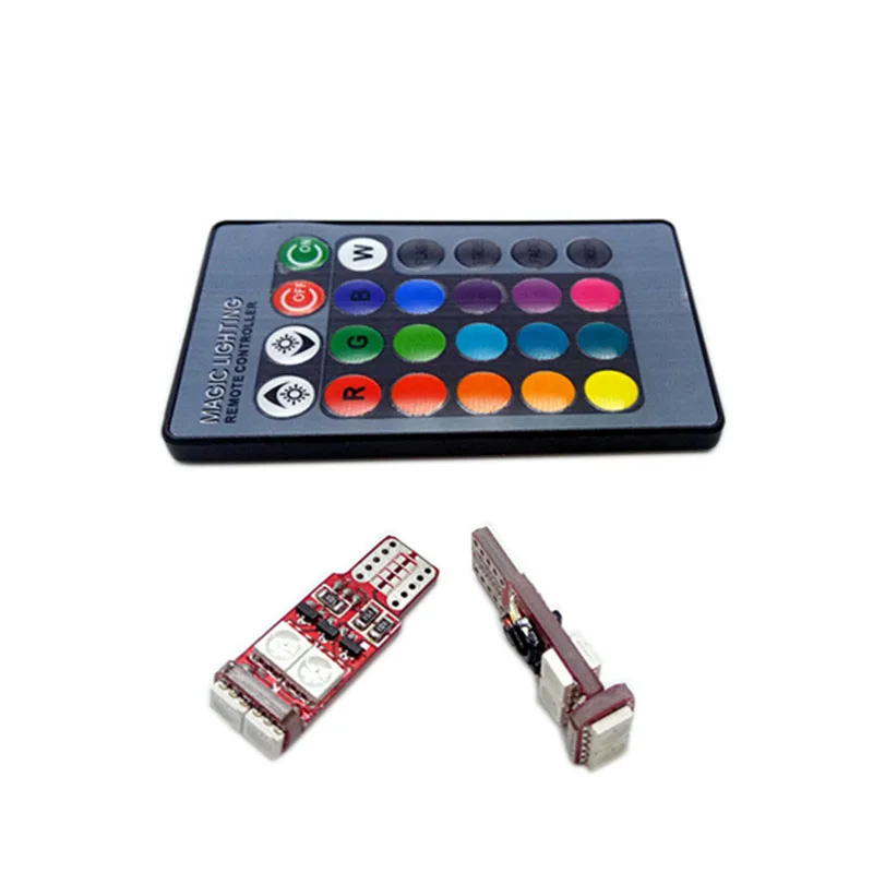 2 шт. RGB многоцветный 6 SMD 5050 Автомобильный светодиодный светильник 194 T10 W5W 12V Клин