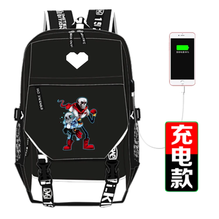 M Undertale Flowey Sans скелет печати рюкзак унисекс путешествия рюкзак USB интерфейс ноутбук Рюкзак Холст Школьные сумки - Цвет: M