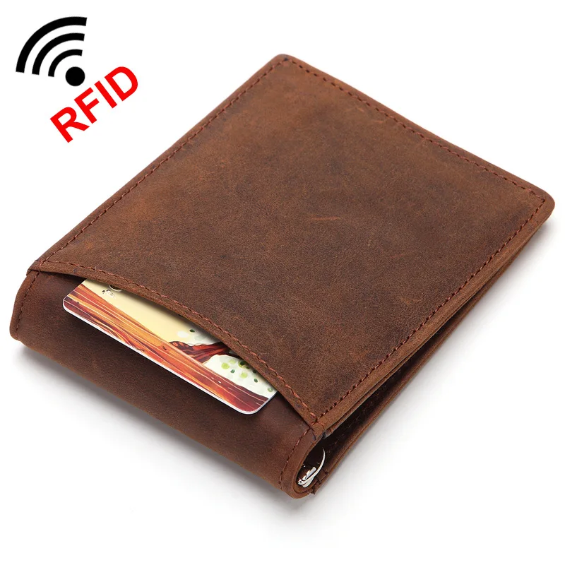 Мини Для мужчин кошельки Rfid защиты кредитных держатель для карт из натуральной