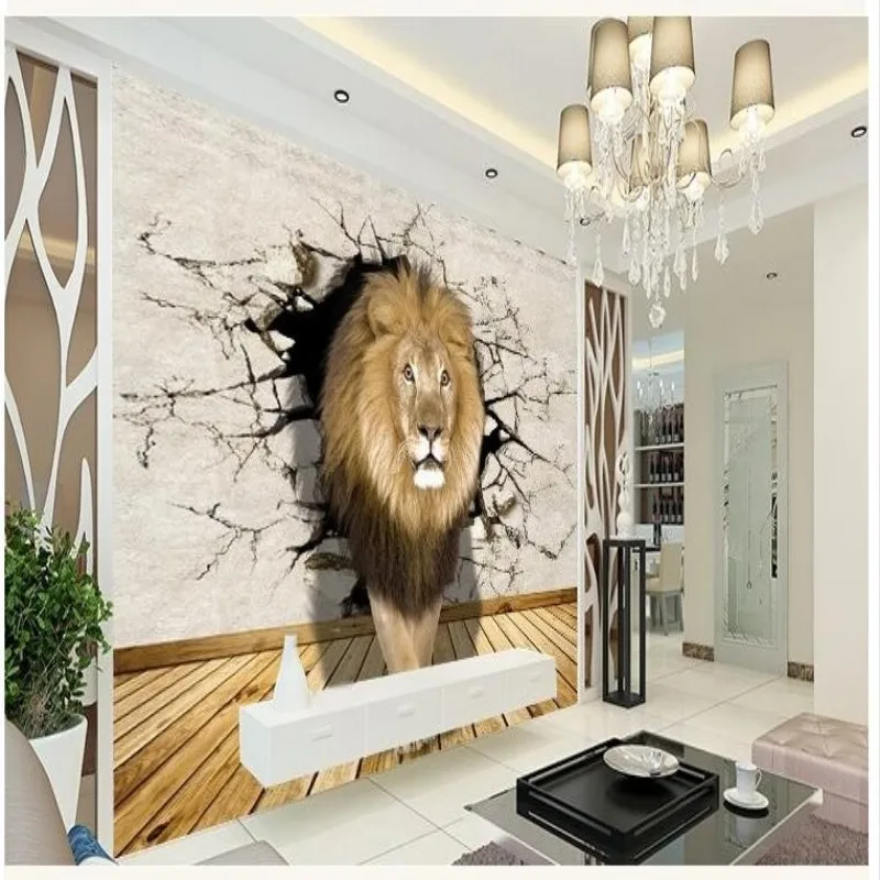3D фото обои Beibehang реалистичное животное лежащий Рино/Лев/Слон для гостиной