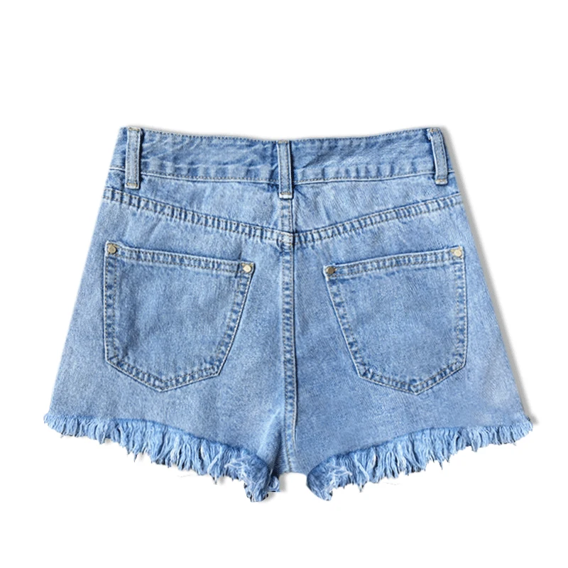 Fashion Embroidery Ripped Denim Shorts Floral High Waist Jeans Short Femme Frayed Hole for Women Plus Size Summer | Женская одежда