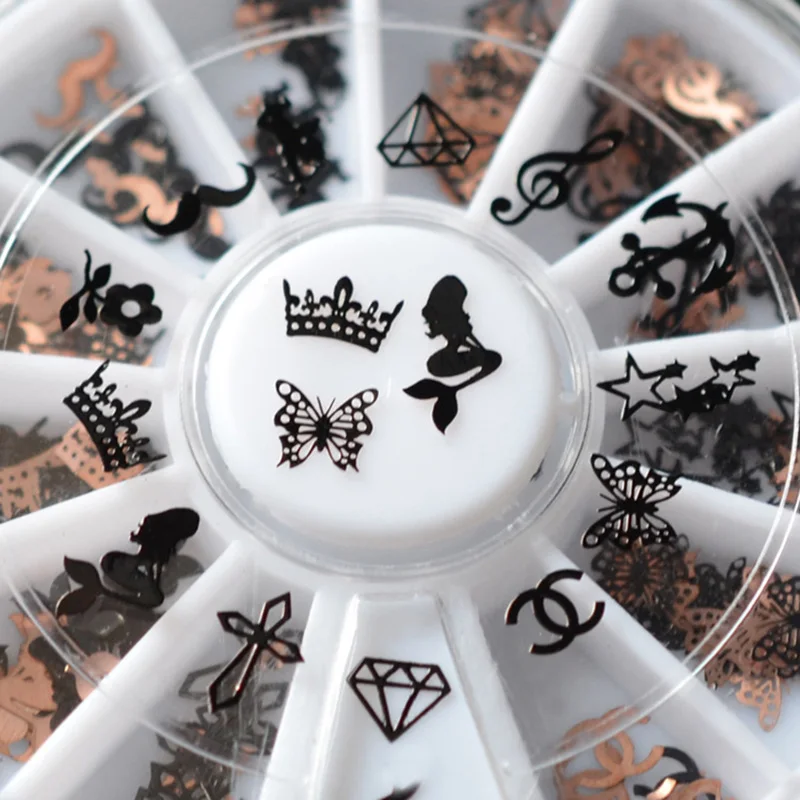 Аксессуары для ногтей с черной русалочкой Стразы со звездами и цветами-бабочками