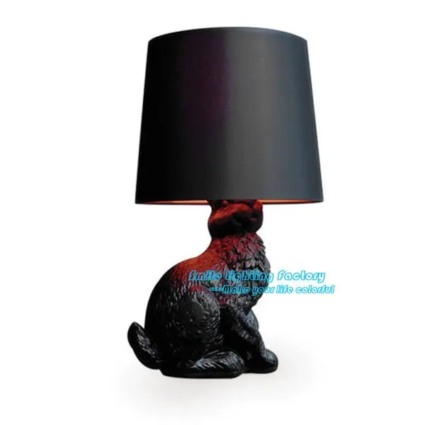 Modern Poly Resin Fabric Shade Rabbit Table Lamp Classical Desk Bedside Luminaria de mesa Lights Fixture Black White E27 |