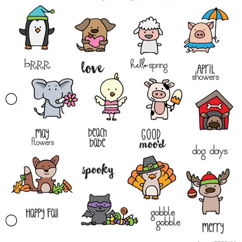 6x8in милые животные буквы прозрачный силиконовый штамп DIY Скрапбукинг/фотоальбом карты ручной работы декоративный прозрачный штамп